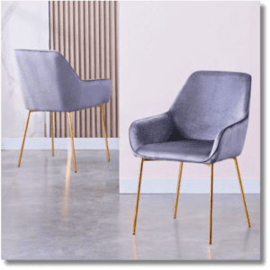 Essensior Dinning Chair With Velvet Fabric with Shiny Gold Chromed Leg