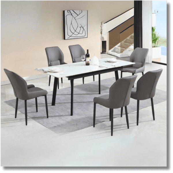 A09 White Edge Marble Extendable Table